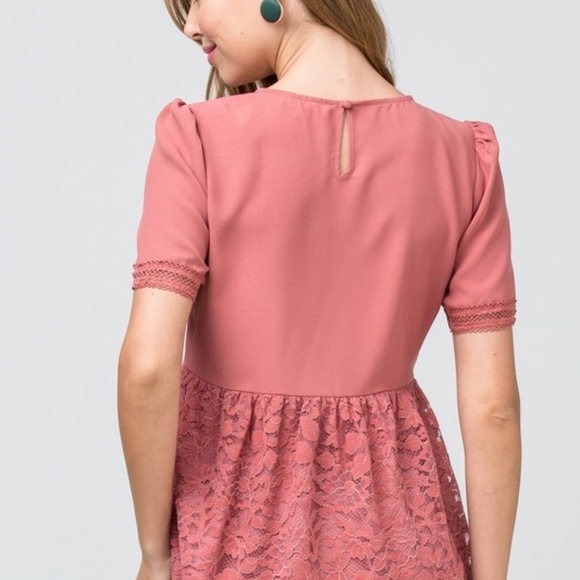 Lace Detailed Peplum Top - Picture 4 of 4